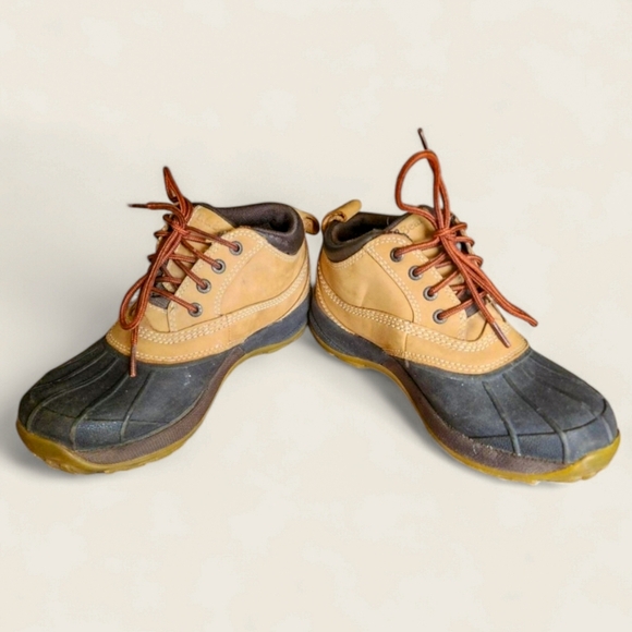 LL Bean Duck Boots Ankle Brown Tan Lace‎ Up Rain Snow Women's 7.5 - Picture 6 of 8